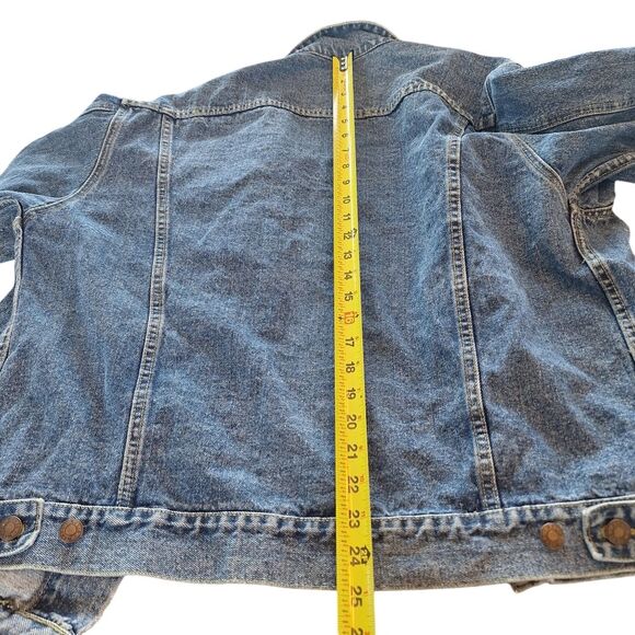 Vintage 90s Reliq Denim Trucker Jacket 100% Cotton Heavy Unisex Men's size Large - Picture 6 of 12
